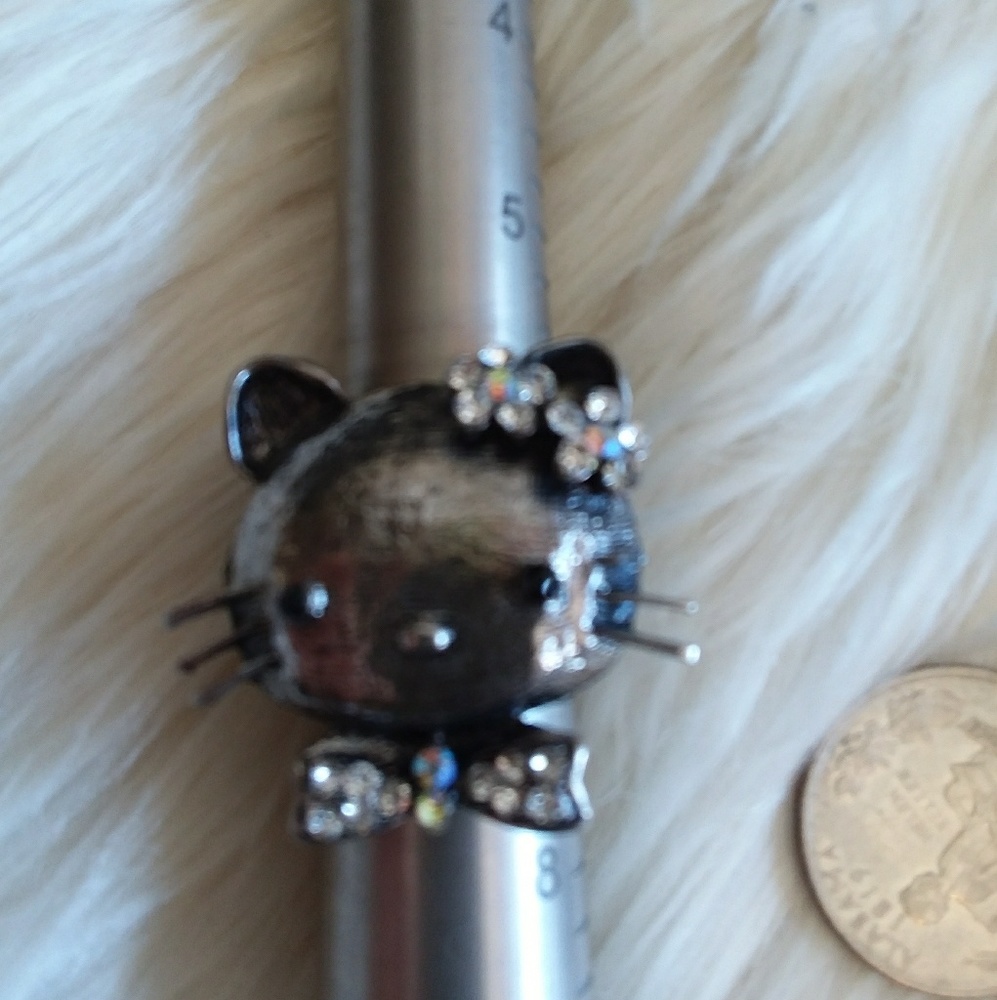 Hello Kitty Silvertone Adjustable Ring - image 1